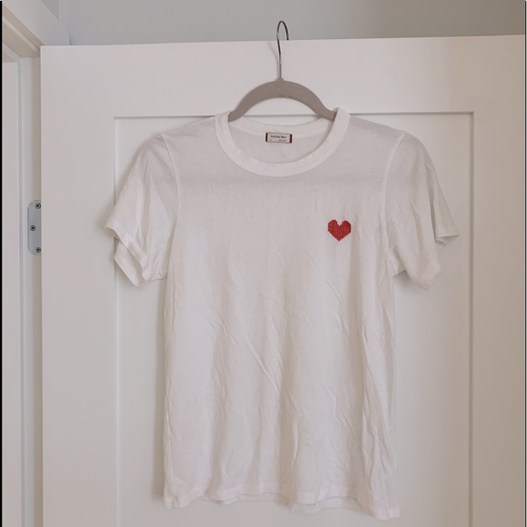 Aritzia Sunday Best Candy T-Shirt white+red heart - Picture 1 of 2